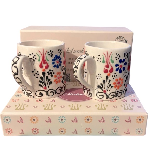 2 Mahserte Handmade Ceramic 5Oz Espresso Cups, Coffee Cup Set, NEW! - Picture 1 of 9